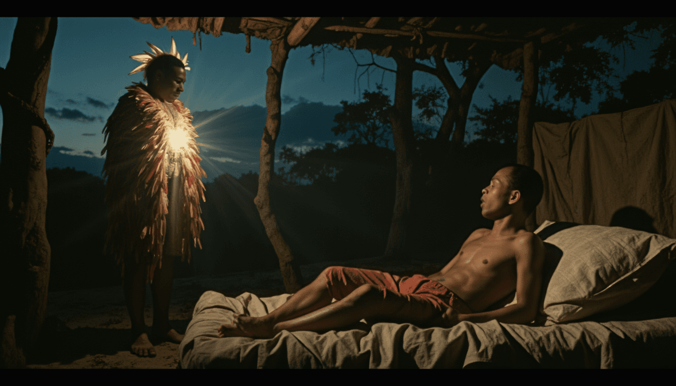 Imagem criada a partir de inteligência artificial representando o encontro com caboclo da pedra preta